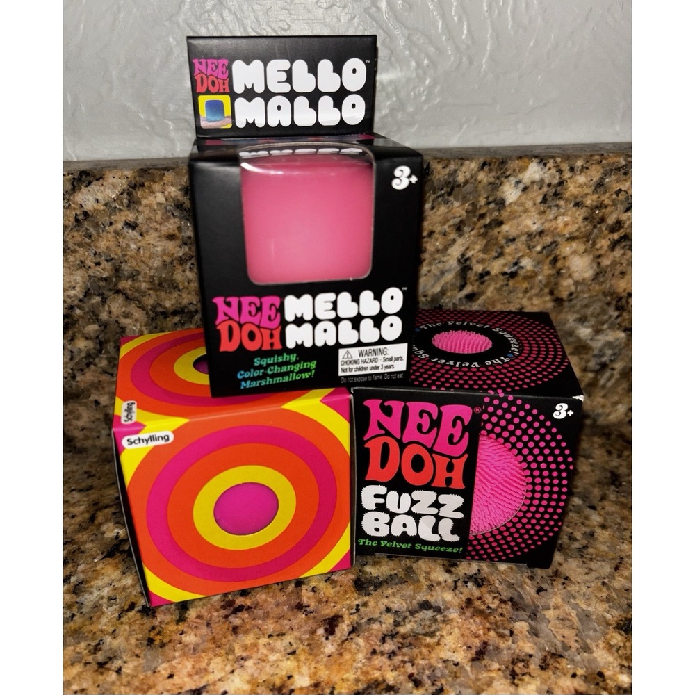 Lot Of 3 New NEEDOHS - Pink Fuzz Ball,  Pink Mello Mallo,  Pink Color Changing